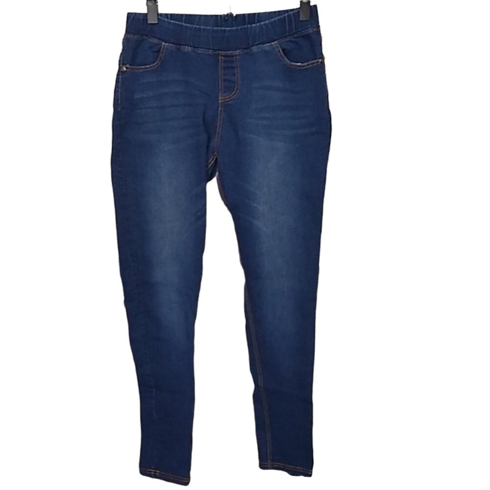 Color 5 Womens Medium Denim Dark Wash Pull On Stretch Jegging Pockets